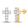 Image 1 : Diamond Roman Cross Stud Earrings 1/4 Cttw 10kt Yellow Gold