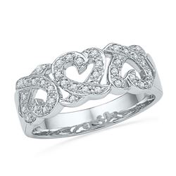 Diamond Triple Heart Band Ring 1/5 Cttw 10kt White Gold
