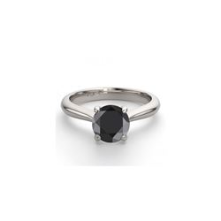 14K White Gold 1.02 ctw Black Diamond Solitaire Ring - REF-63N5W