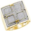 Image 1 : Mens Round Pave-set Diamond Square Cross Cluster Ring 1/2 Cttw 10kt Yellow Gold