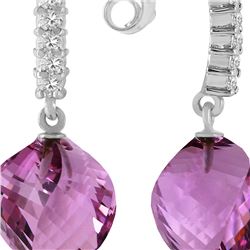 Genuine 21.65 ctw Amethyst & Diamond Earrings 14KT White Gold - REF-56N3R