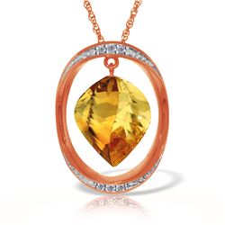 Genuine 11.85 ctw Citrine & Diamond Necklace 14KT Rose Gold - REF-112M4T