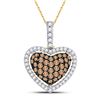 Image 1 : Round Brown Diamond Heart Pendant 1/2 Cttw 10kt Yellow Gold