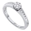 Image 1 : Diamond Flower Cluster Ring 1/4 Cttw 10kt White Gold