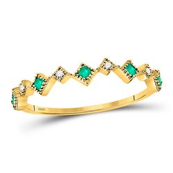Round Emerald Diamond Square Stackable Band Ring 1/5 Cttw 10kt Yellow Gold