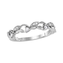 Diamond Vine Stackable Band Ring 1/6 Cttw 10kt White Gold
