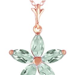 Genuine 1.40 ctw Green Amethyst Necklace 14KT Rose Gold - REF-25Z8N