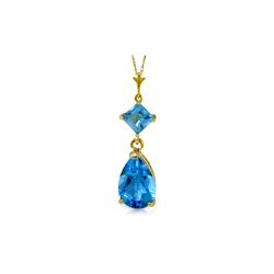 Genuine 2 ctw Blue Topaz Necklace 14KT Yellow Gold - REF-24X3M