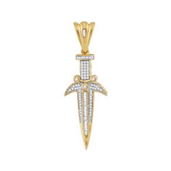 Mens Diamond Dagger Knife Charm Pendant 3/4 Cttw 10kt Yellow Gold