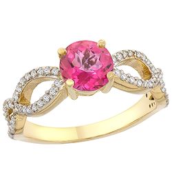 1.25 CTW Pink Topaz & Diamond Ring 14K Yellow Gold - REF-49X8M