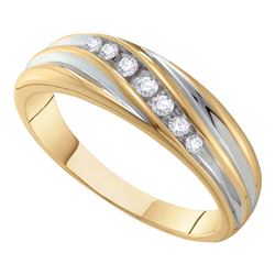 Mens Diamond Wedding Band Ring 1/6 Cttw 10kt Two-tone Gold