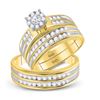 Image 1 : His & Hers Diamond Cluster Matching Bridal Wedding Ring Band Set 1-1/5 Cttw 10kt Yellow Gold