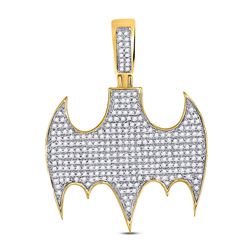 Mens Diamond Statement Charm Pendant 7/8 Cttw 10kt Yellow Gold