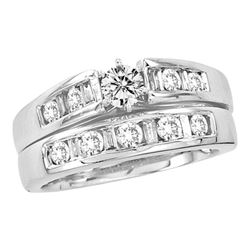 Diamond Bridal Wedding Engagement Ring Band Set 1.00 Cttw 14kt White Gold