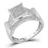 Image 1 : Diamond Elevated Square Cluster Ring 1/4 Cttw 10kt White Gold