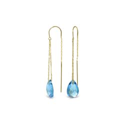 Genuine 6 ctw Blue Topaz Earrings 14KT Yellow Gold - REF-21A9K