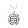 Image 1 : Diamond Cluster Double Frame Square Pendant 1/3 Cttw 10kt White Gold
