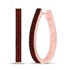Image 1 : Round Red Color Enhanced Diamond Hoop Earrings 1/3 Cttw 10kt Rose Gold