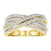 Image 1 : Diamond Crossover Five Row Band Ring 5/8 Cttw 10kt Yellow Gold