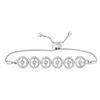 Image 1 : Diamond Joined Circles Bolo Bracelet 1/3 Cttw 10kt White Gold