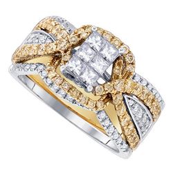 Diamond Bridal Wedding Engagement Ring Band Set 1-5/8 Cttw 14kt White Gold