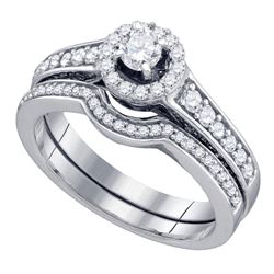 Diamond Bridal Wedding Engagement Ring Band Set 3/4 Cttw 14kt White Gold