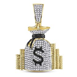 Mens Diamond Money Bag Stacks Charm Pendant 3/4 Cttw 10kt Yellow Gold