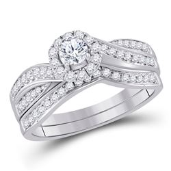 Diamond Bridal Wedding Engagement Ring Band Set 5/8 Cttw 14kt White Gold