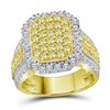 Image 1 : Round Canary Yellow Diamond Rectangle Cluster Ring 2-1/3 Cttw 14kt Yellow Gold