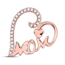 Diamond Mom Mother Heart Pendant 1/8 Cttw 10kt Rose Gold