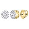 Image 1 : Diamond Concentric Circle Cluster Earrings 1/4 Cttw 14kt Yellow Gold