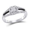 Image 1 : Diamond Cluster Split-shank Ring 5/8 Cttw 10kt White Gold