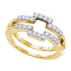 Image 1 : Diamond Square Wrap Ring Guard Enhancer Wedding Band 1/2 Cttw 14kt Yellow Gold