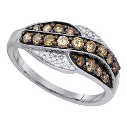 Round Brown Diamond Band Ring 1/2 Cttw 10kt White Gold