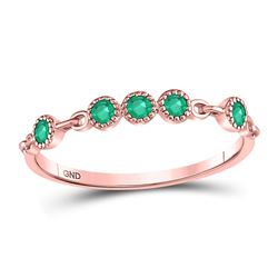 Round Emerald Dot Stackable Band Ring 1/20 Cttw 10kt Rose Gold