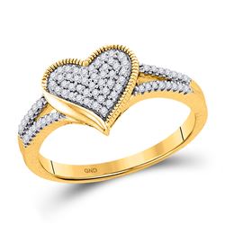 Diamond Milgrain Heart Cluster Ring 1/5 Cttw 10kt Yellow Gold