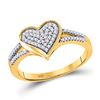 Image 1 : Diamond Milgrain Heart Cluster Ring 1/5 Cttw 10kt Yellow Gold