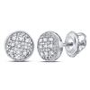 Image 1 : Mens Diamond Circle Cluster Earrings 1/20 Cttw 10kt White Gold
