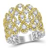 Image 1 : Round Yellow Diamond Twist Cocktail Ring 1-3/4 Cttw 14kt White Gold