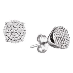 Diamond Circle Cluster Stud Earrings 1/3 Cttw 10kt White Gold