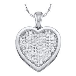 Diamond Cluster Small Heart Pendant 1/20 Cttw 10kt White Gold