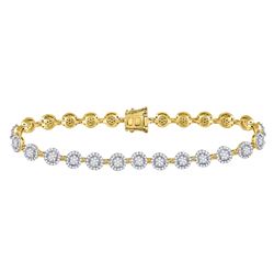 Diamond Halo Cluster Tennis Bracelet 2.00 Cttw 14kt Yellow Gold