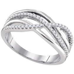 Diamond Crossover Woven Band 1/5 Cttw 10k White Gold