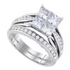 Image 1 : Invisible-set Diamond Wedding Bridal Ring Set 2.00 Cttw 14k Yellow Gold