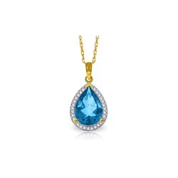 Genuine 4.66 ctw Blue Topaz & Diamond Necklace 14KT Yellow Gold - REF-70V6W