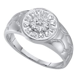 Mens Diamond Cluster Nugget Ring 1/8 Cttw 14kt White Gold