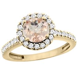 1.08 CTW Morganite & Diamond Ring 14K Yellow Gold - REF-55H5M