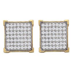 Diamond Square Cluster Stud Earrings 1/3 Cttw 10kt Yellow Gold