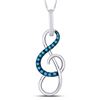 Image 1 : Round Blue Color Enhanced Diamond Treble Clef Music Pendant 1/10 Cttw 10kt White Gold