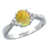 Image 1 : 0.62 CTW Ethiopian Opal & Diamond Ring 14K White Gold - REF-37A8X